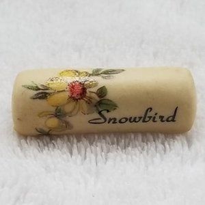 Vintage Hand Painted Porcelain " Snowbird " Pin